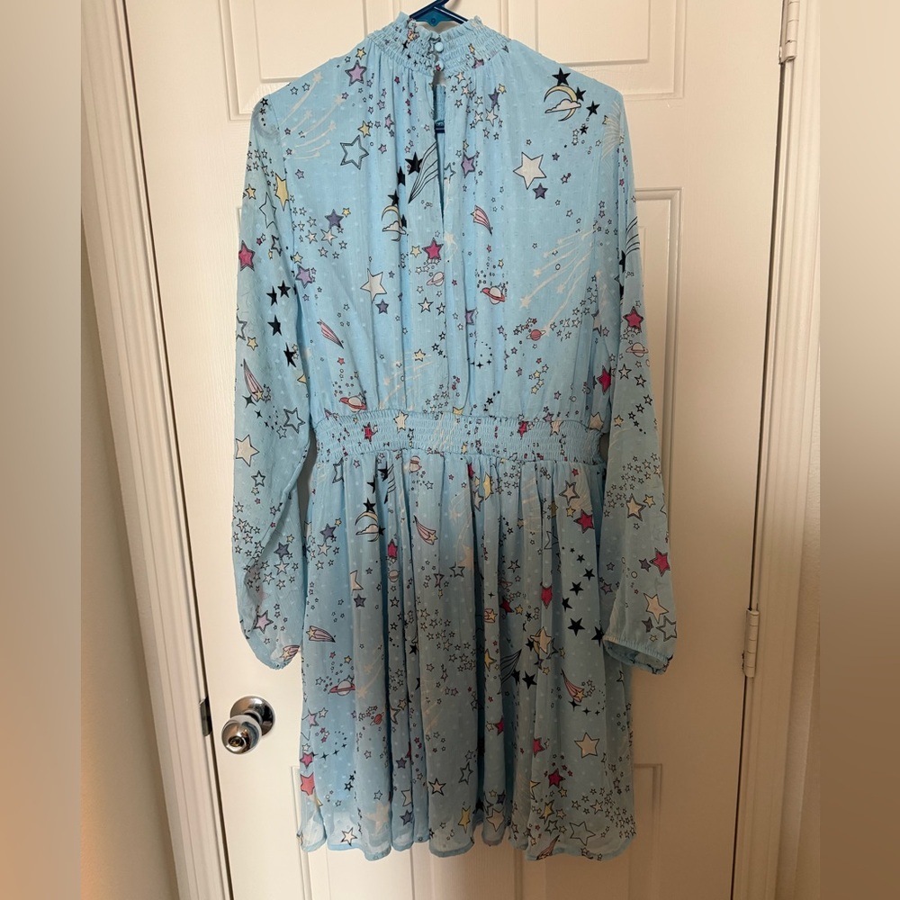 Torrid blue clipdot blouson mock neck stars mini dress women’s plus size 2 - Picture 3 of 10